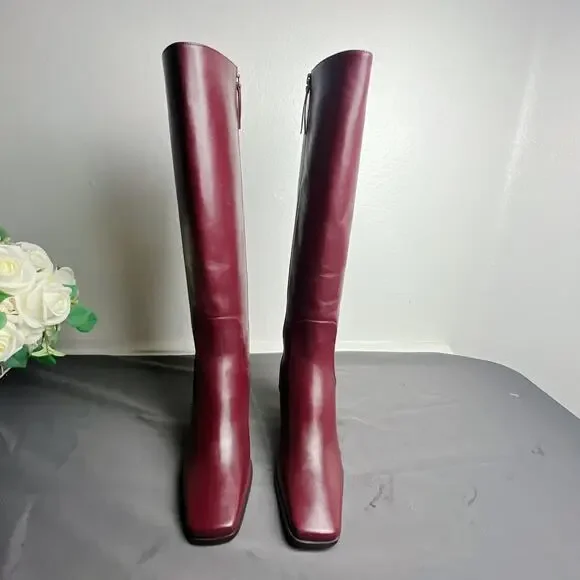 Reformation Claudette Ruby Leather Knee Boots Size 9 - Picture 8 of 8